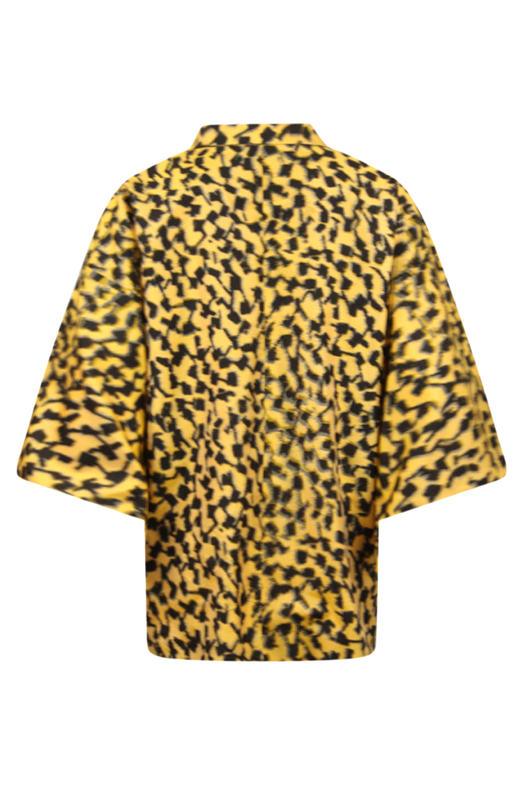 yellow and black vintage kimono jacket with modernized sleeves
