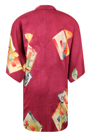 One size fits most red kimono jacket on a large model