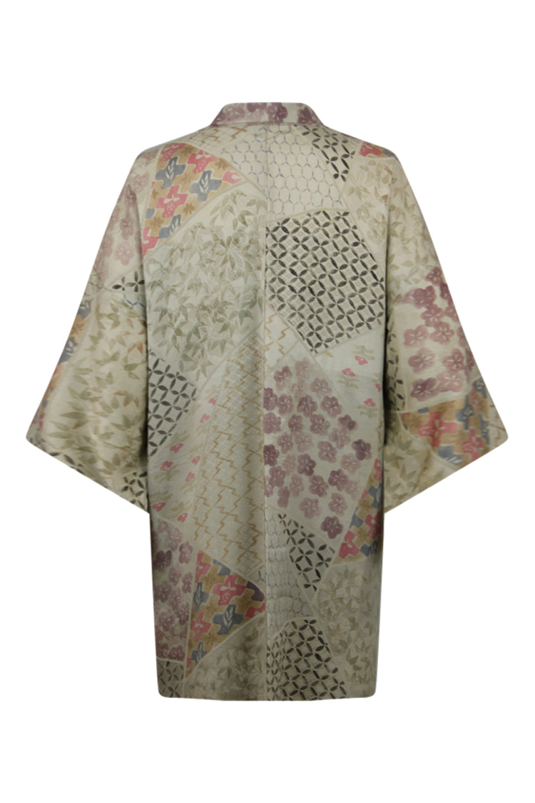 gray vintage kimono jacket with abstract traditional design