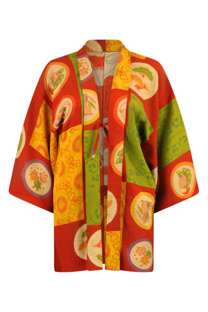 reversible orange kimono jacket with updated sleeves