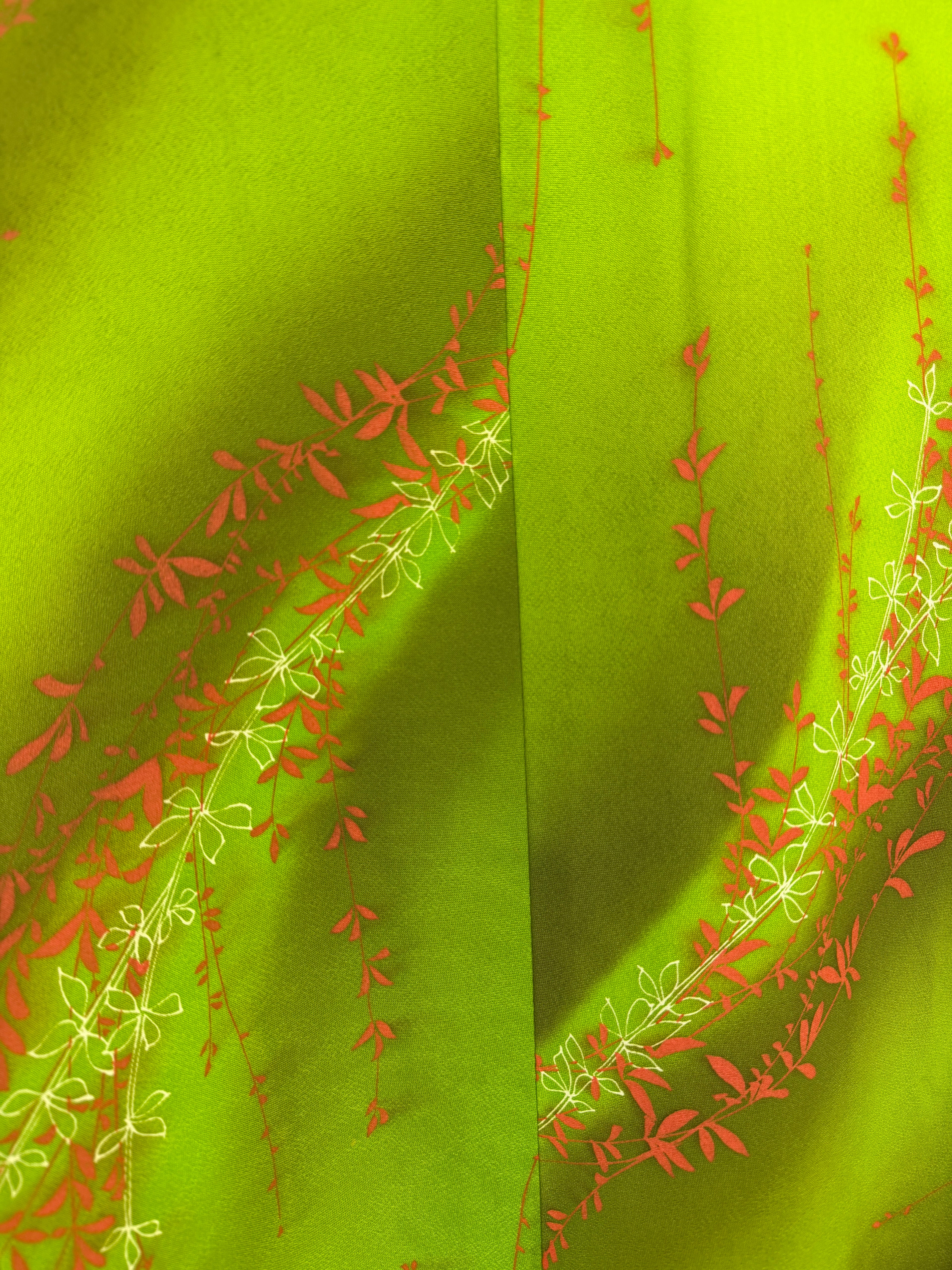 Lime green silk buttoned kimono jacket