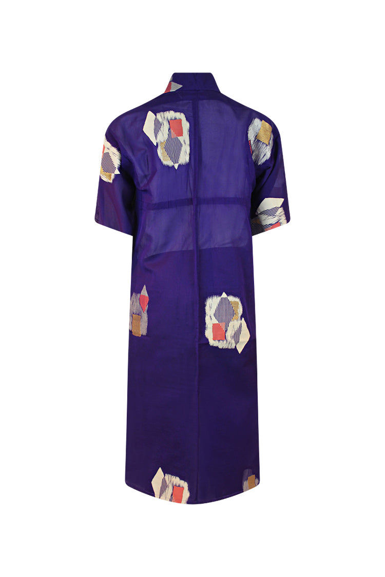 purple silk kimono with brocade design and modern sleeves