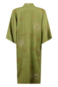 olive green kimono metallic flowers - Kiku 