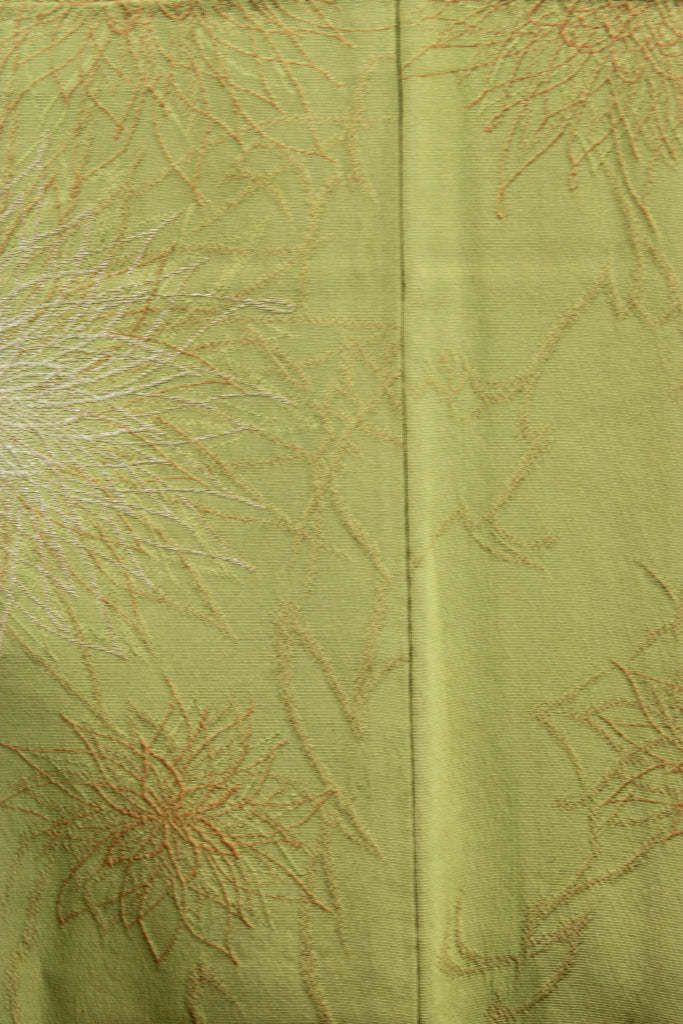 olive green kimono metallic flowers - Kiku 