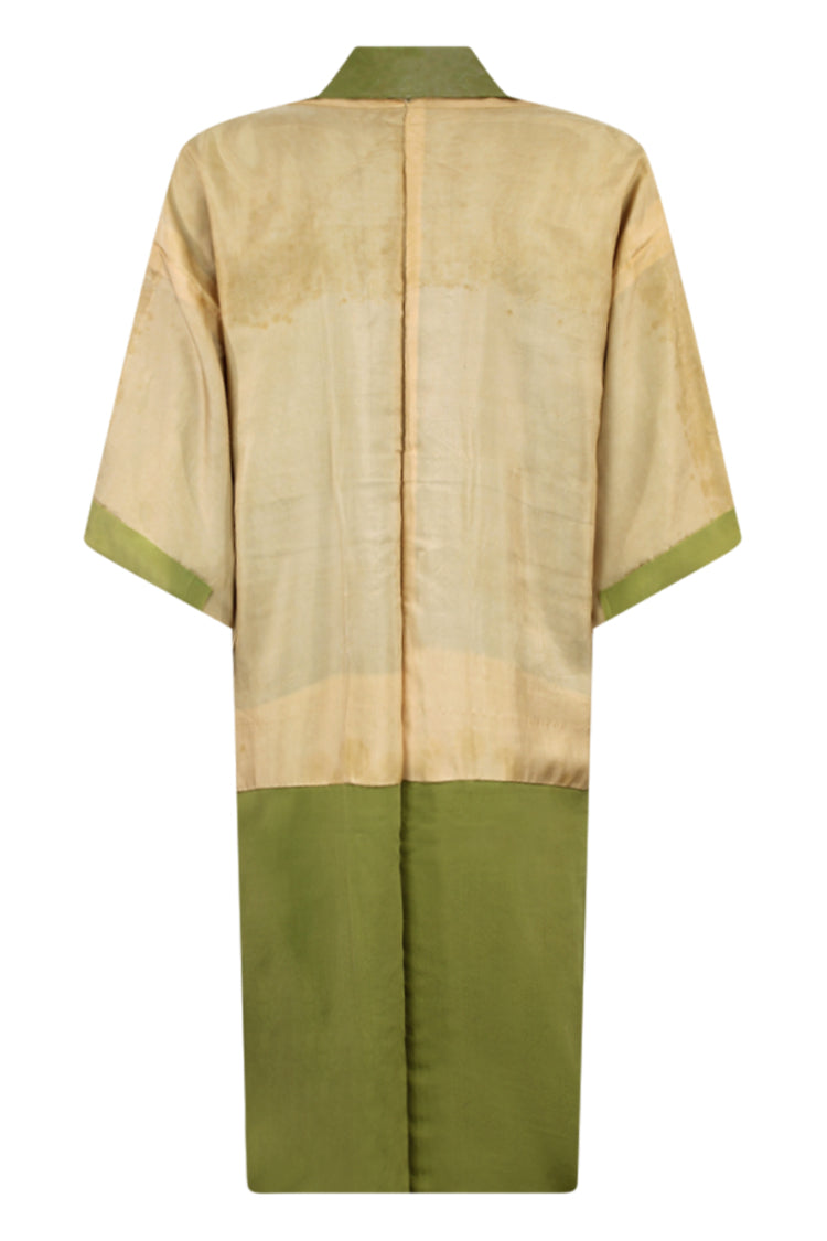 olive green kimono metallic flowers - Kiku 
