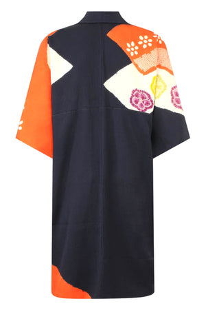 gender inclusive upcycled vintage silk kimono with asymmetric bold design