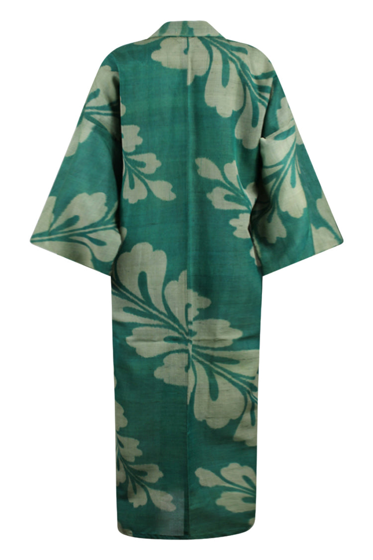 emerald green summer silk vintage kimono upcycled for modern wear