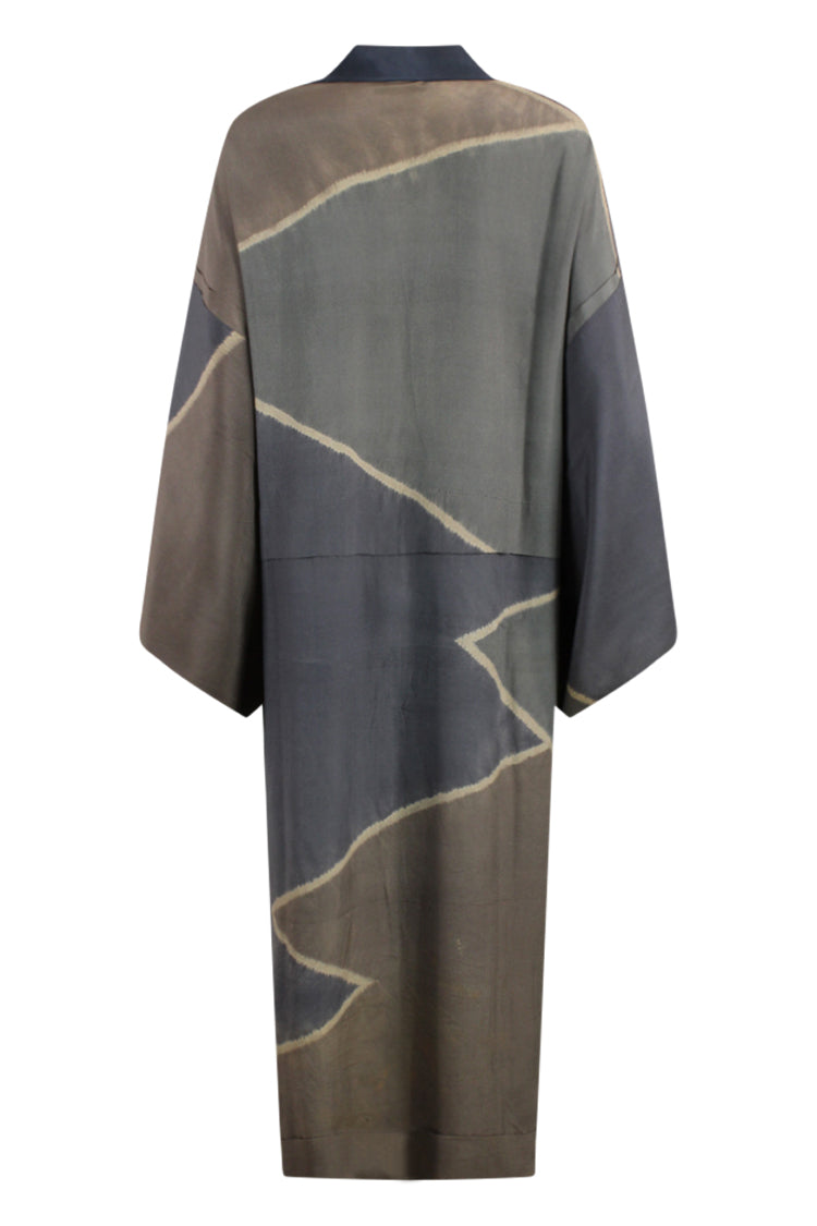 brown and gray men's under kimono of vintage silk