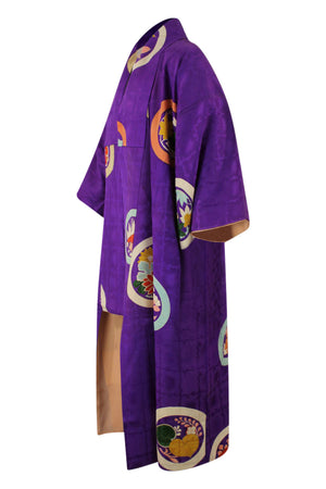 upcycled silk kimono robe refashioned with reduced sleeves for modern wear