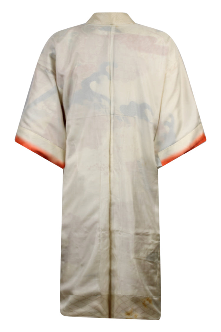 cream furisode red gold grid clouds navy waves - Kiku 
