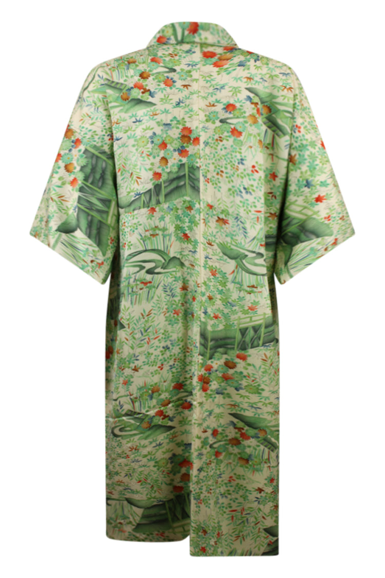green floral vintage kimono