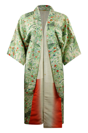 front view on large model of upcycled authentic kimono