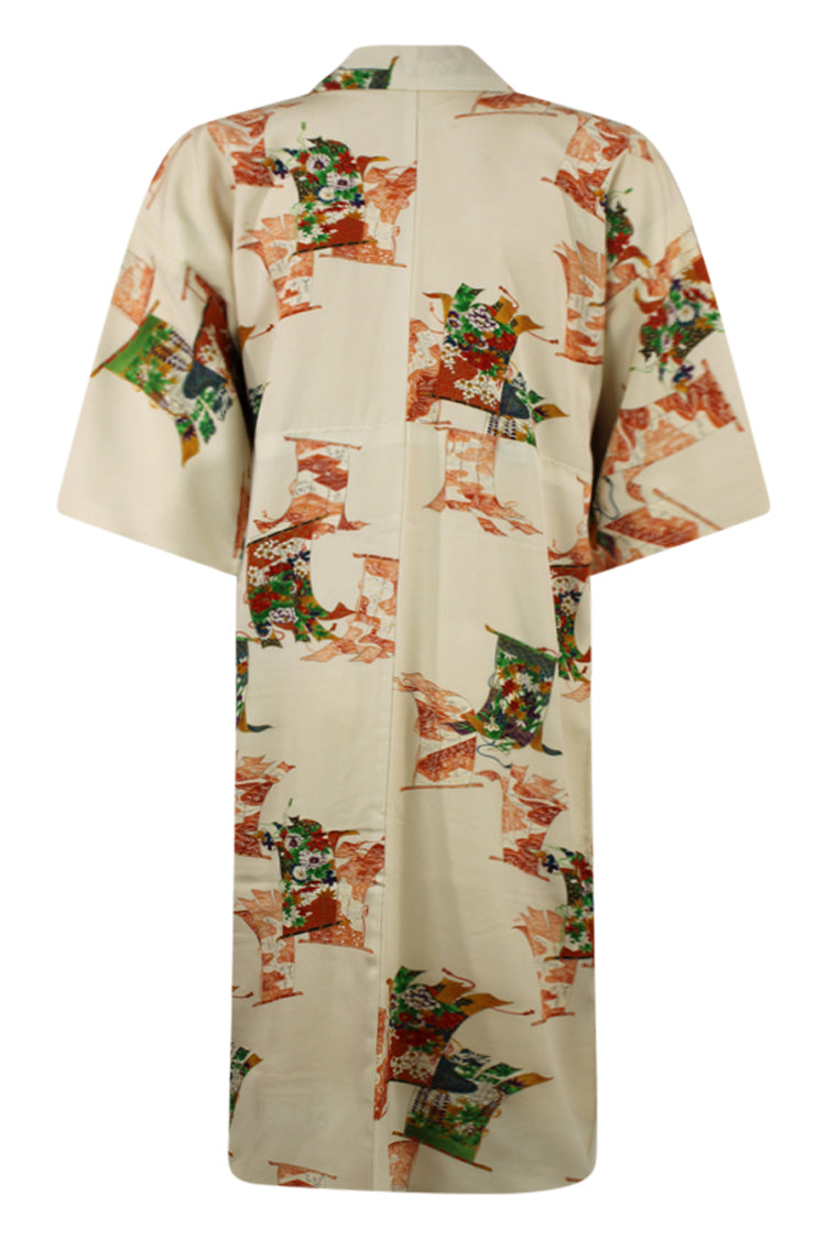 back on large model of unisex refashioned kimono in white silk