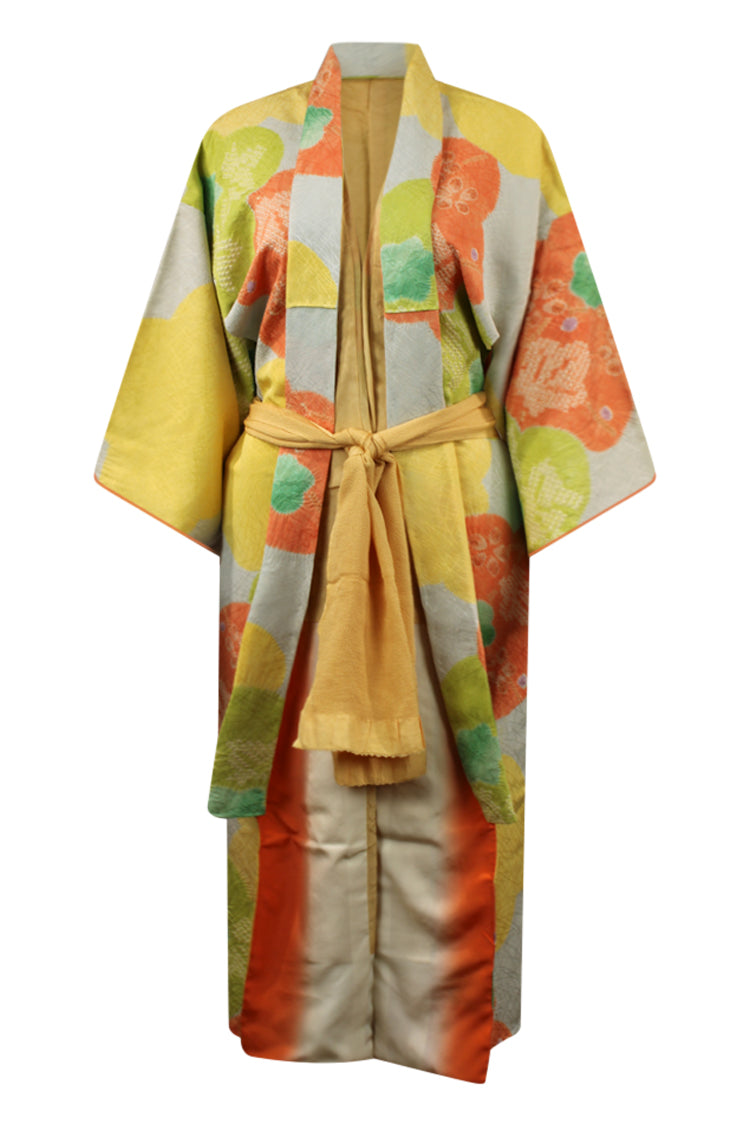 colorful updated silk kimono on small model