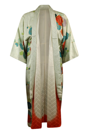 front on large model of upcycled unisex vintage kimono