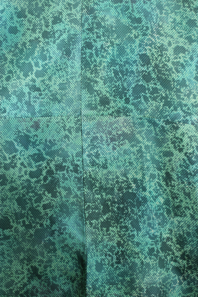 detail of smooth silk of vintage turquoise kimono