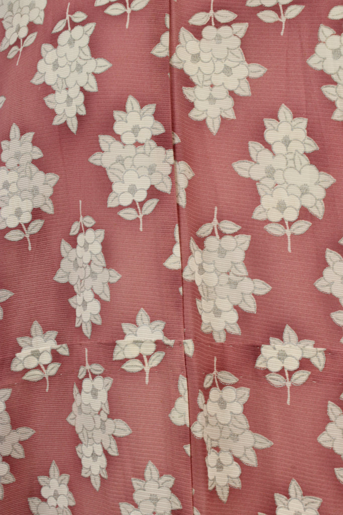 Pink and white summer silk kimono - Kiku 