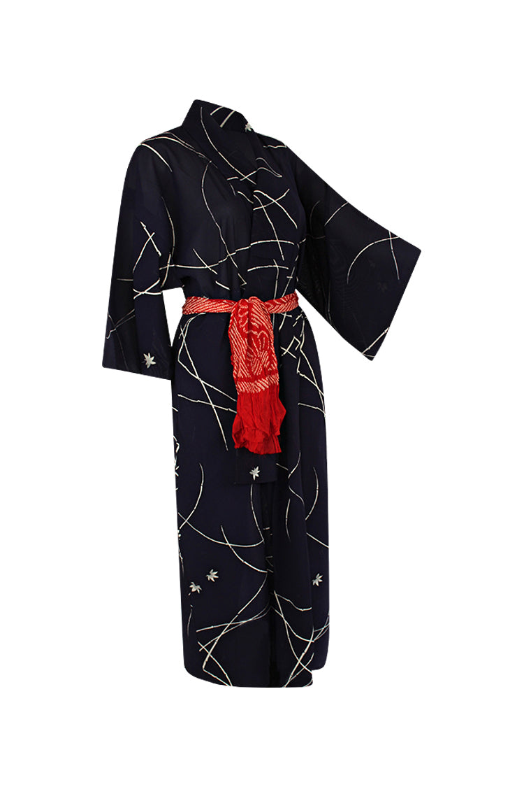 Navy blue fashion kimono dress