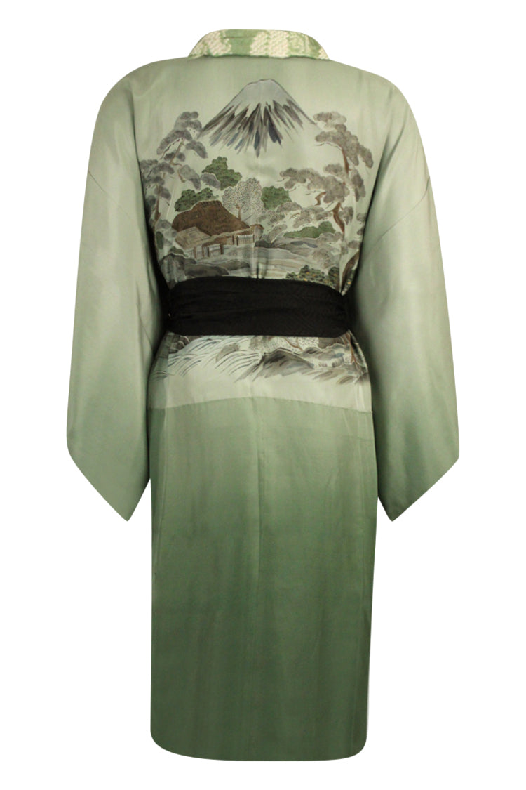 green mens juban shibori collar - Kiku 