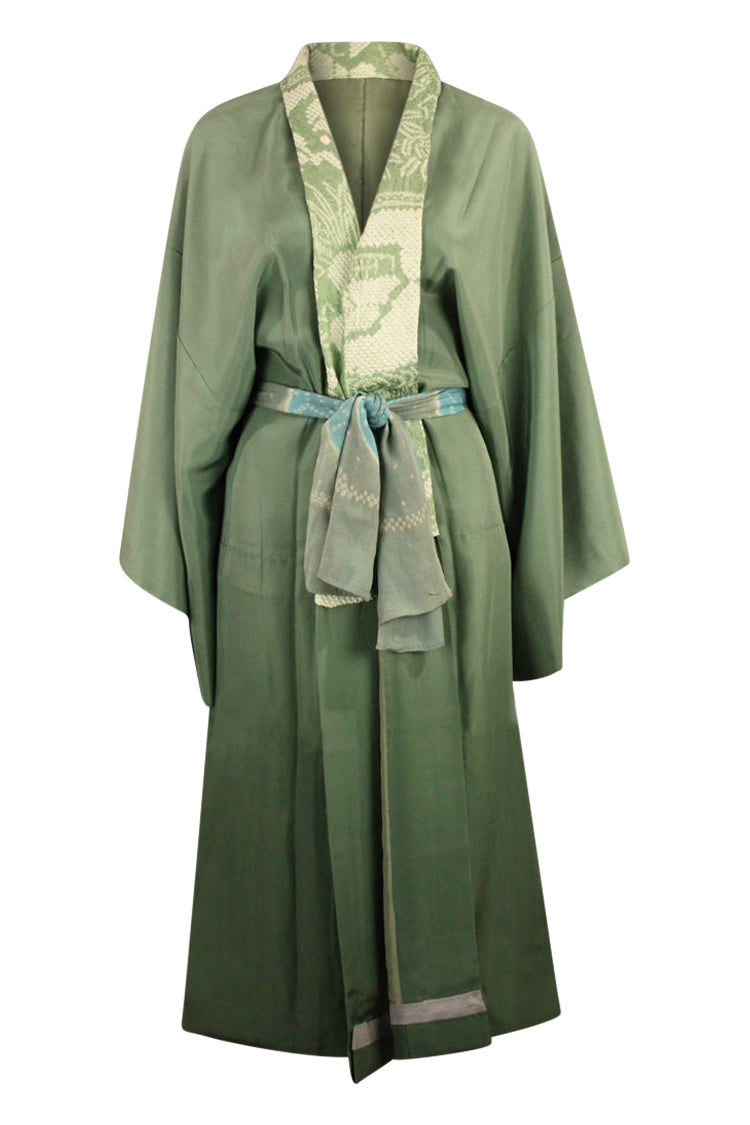 green mens juban shibori collar - Kiku 