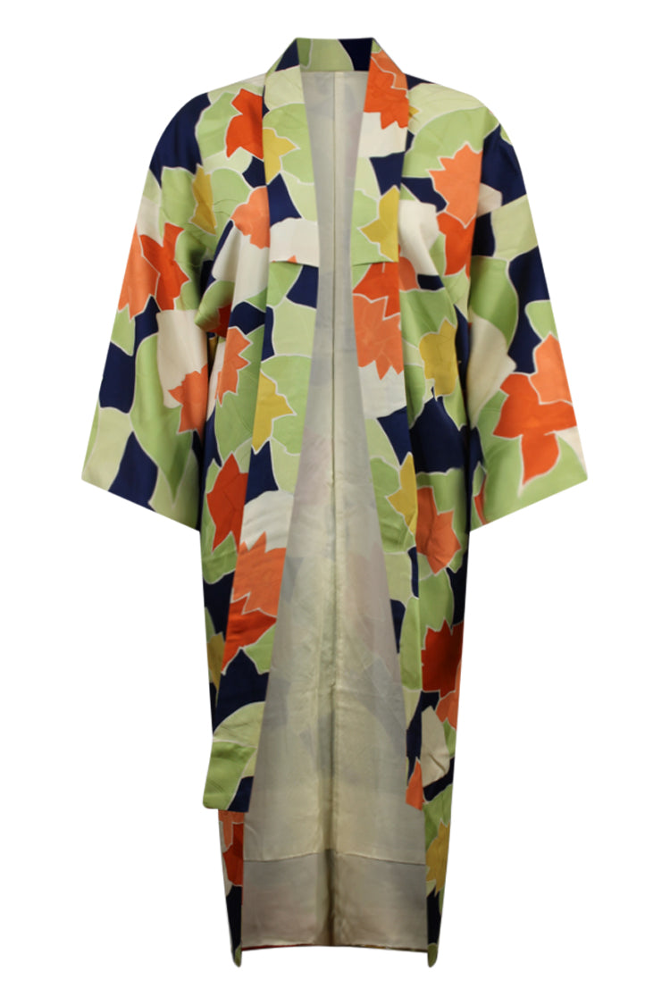 front view of colorful vintage updated kimono