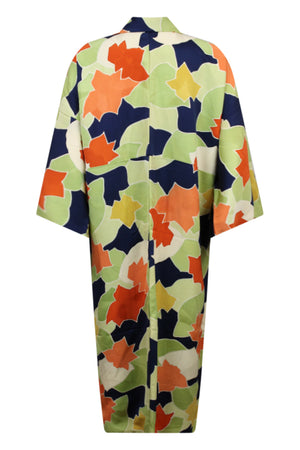 back view of lime green kimono with reduced sleeves