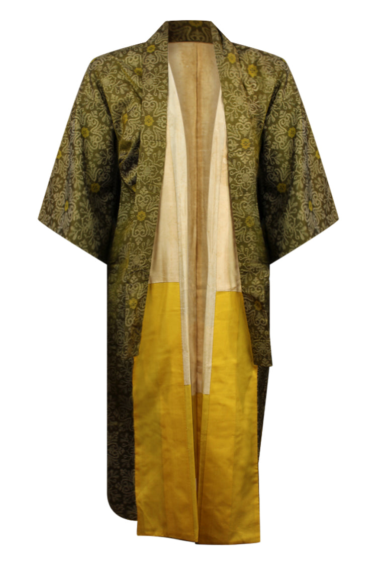 Front of vintage kimono with smaller sleeves and shortened hem