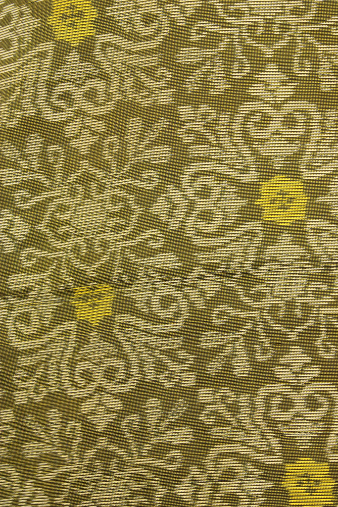 detail of brown and yellow silk from vintage kimono