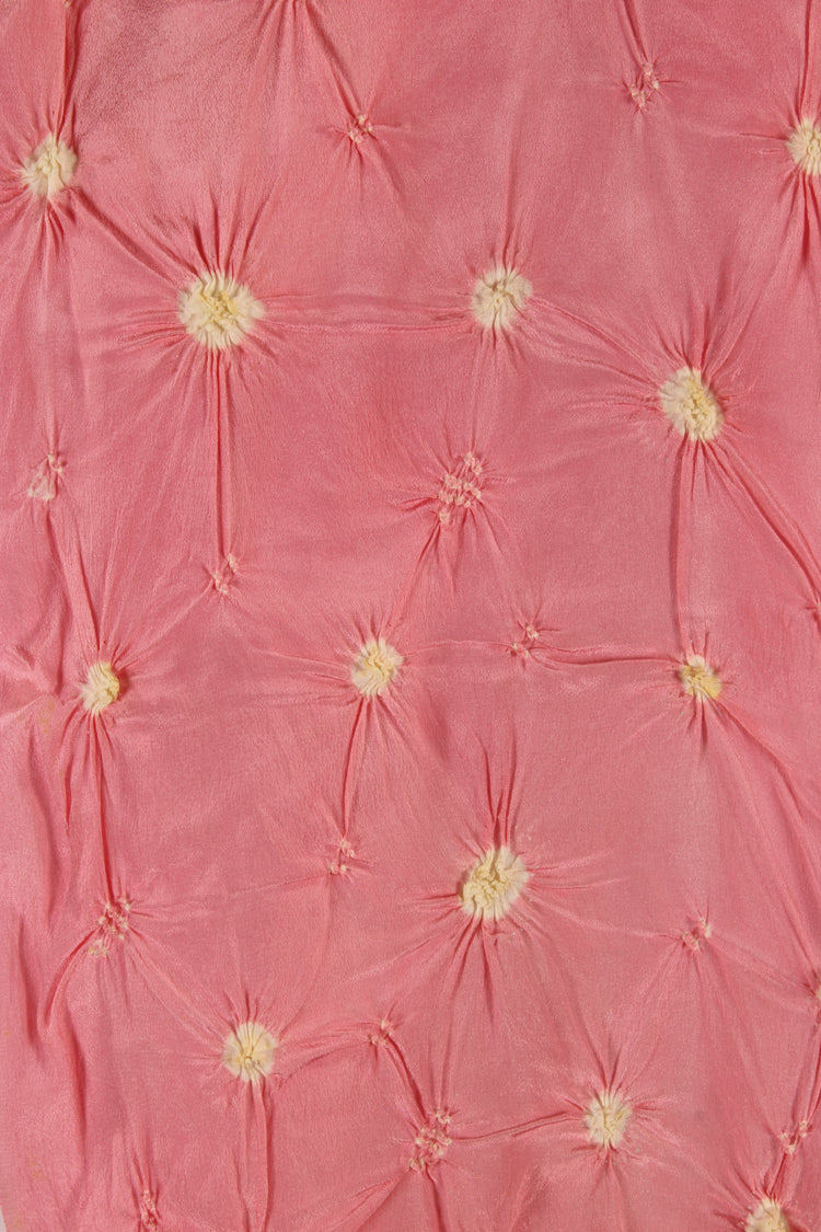 Pink shibori silk sash scarf with raised rosettes