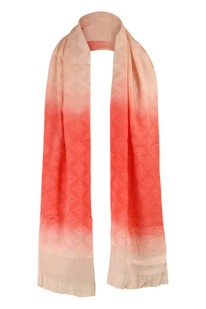 Pink silk sash scarf with gradations of coral