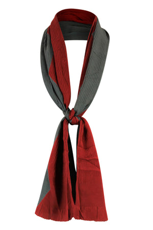 red and gray silk sash scarf
