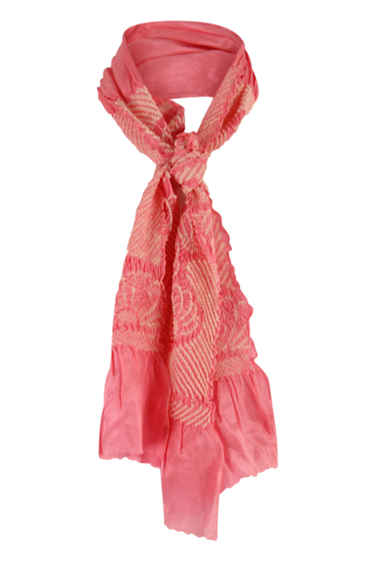 Pink silk shibori sash scarf