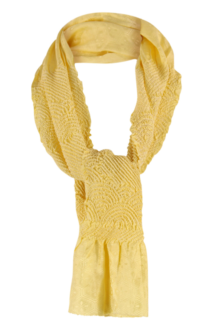 yellow silk shibori sash scarf - Kiku 