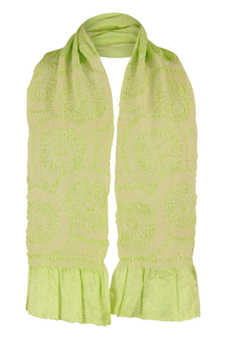 Pale lime silk sash scarf - Kiku 