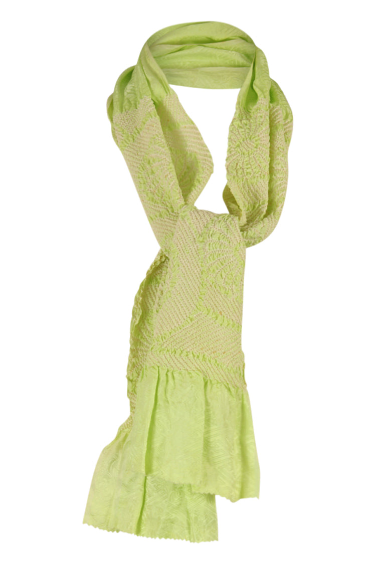 Pale lime silk sash scarf - Kiku 