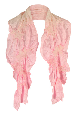 Pink ruffled silk sash scarf