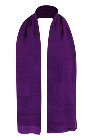 Purple silk sash scarf with woven chrysanthemums