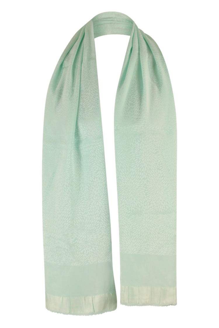Pale turquoise silk sash scarf - Kiku 
