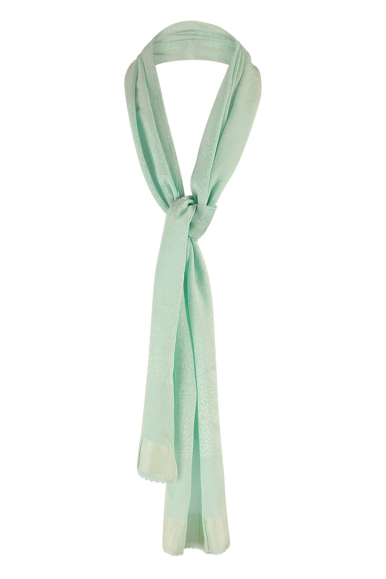 Pale turquoise silk sash scarf - Kiku 