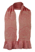 Pink silk sash scarf with shibori flowers - Kiku 