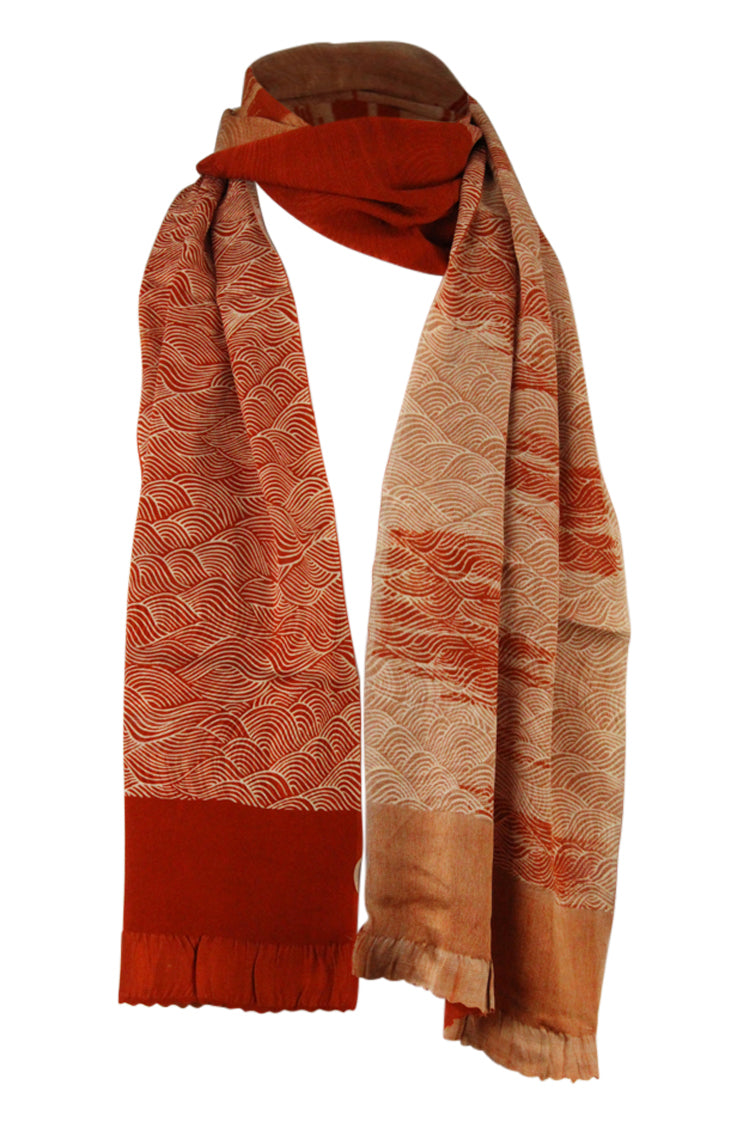brown vintage silk scarf tied in loop