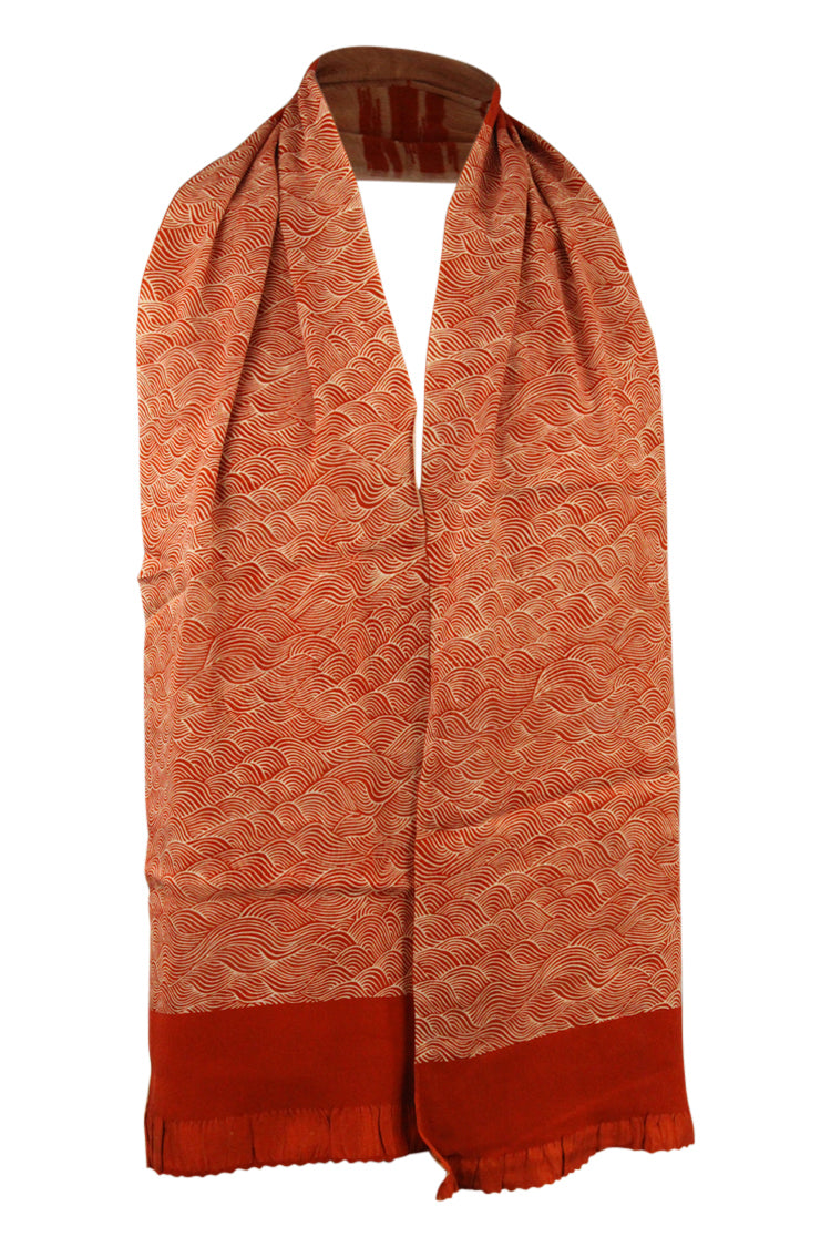 brown silk scarf with wave design