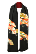 Black and orange tomesode celebration scarf with fans - Kiku 