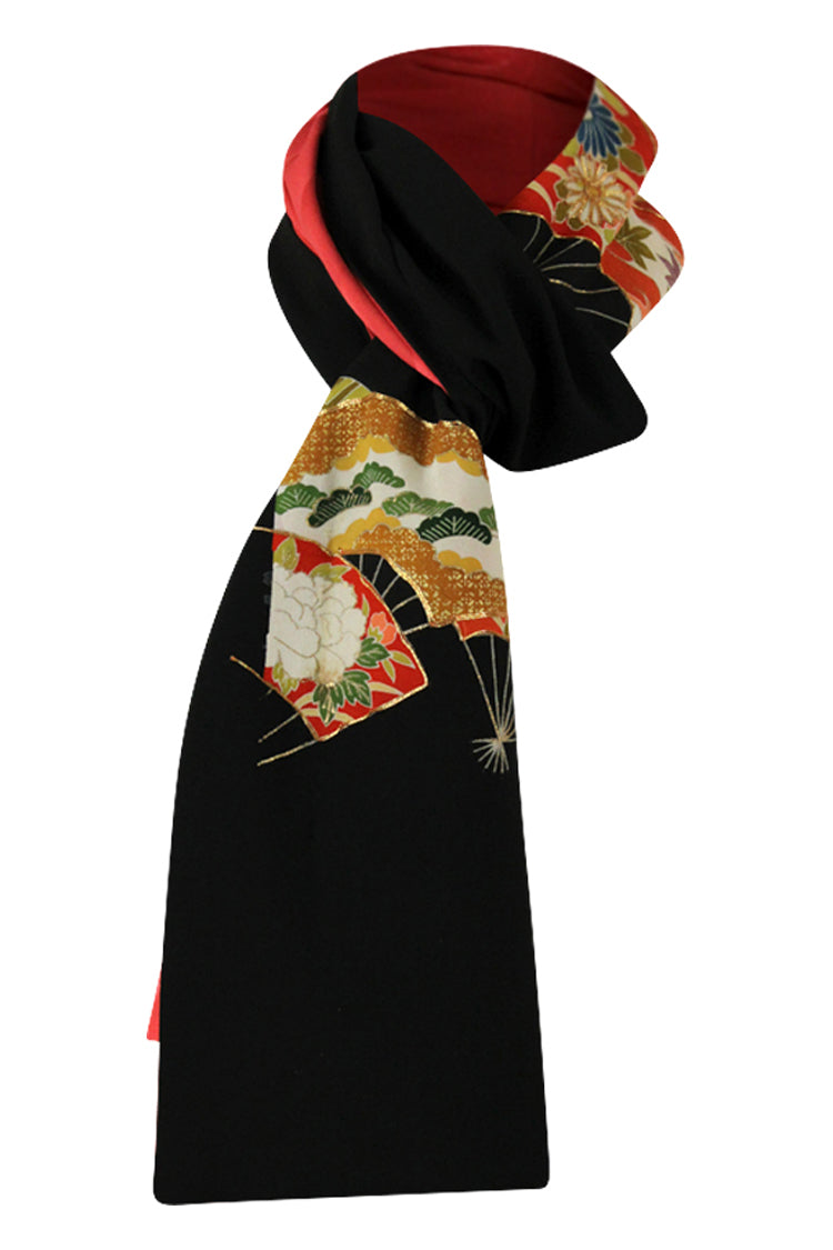 loop knotted scarf made with Japanese kimono silk