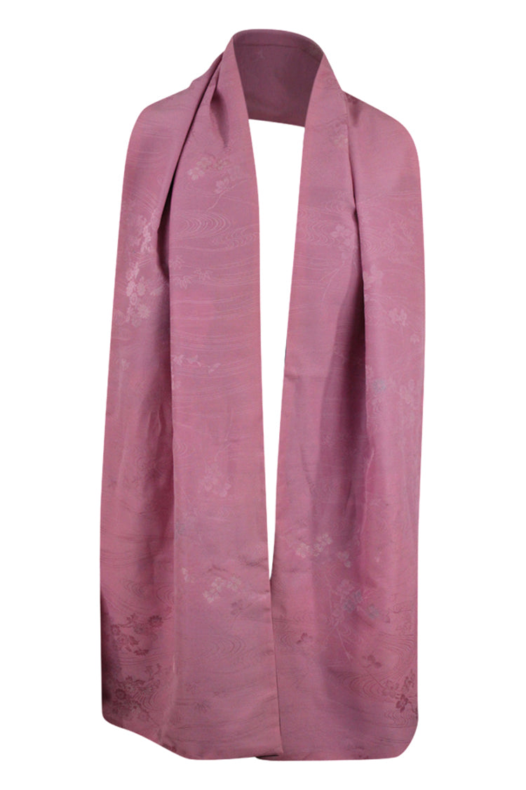 damask weave lavender scarf upcycled from vintage kimono silk