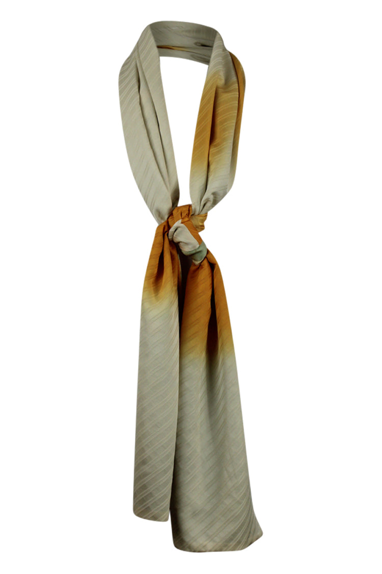 Pale green silk celebration scarf with  hand painted gold leaf - Kiku 