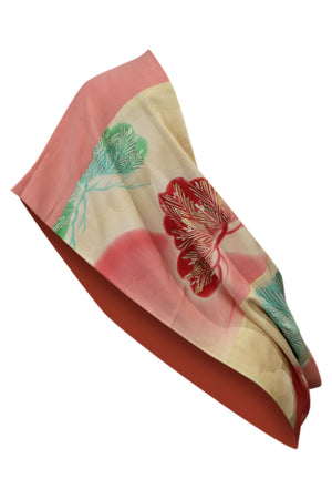 Pink and blue silk celebration infinity scarf - Kiku 