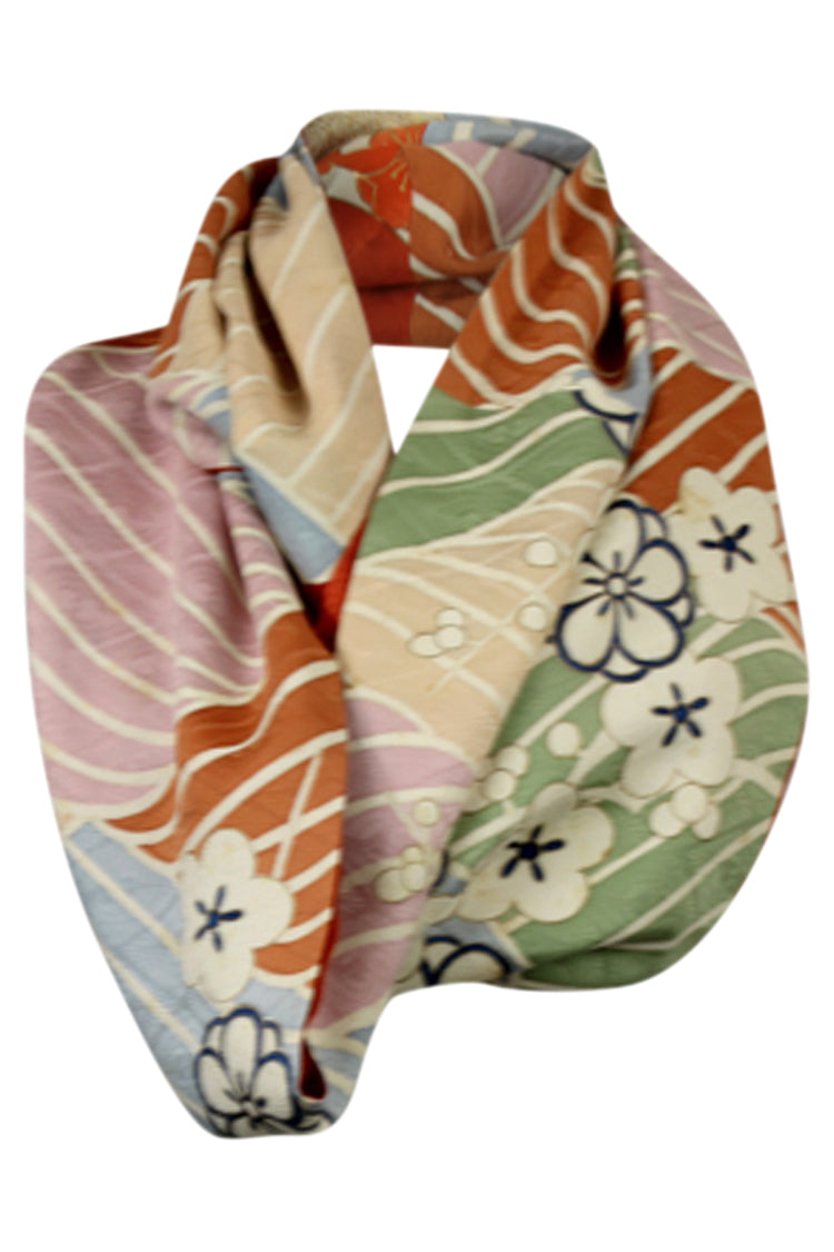 silk circular scarf from vintage kimono silk