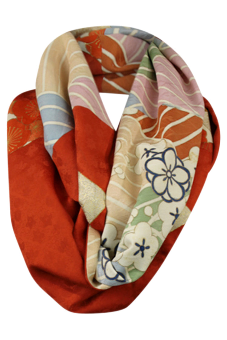 double looped infinity scarf from vintage kimono silk