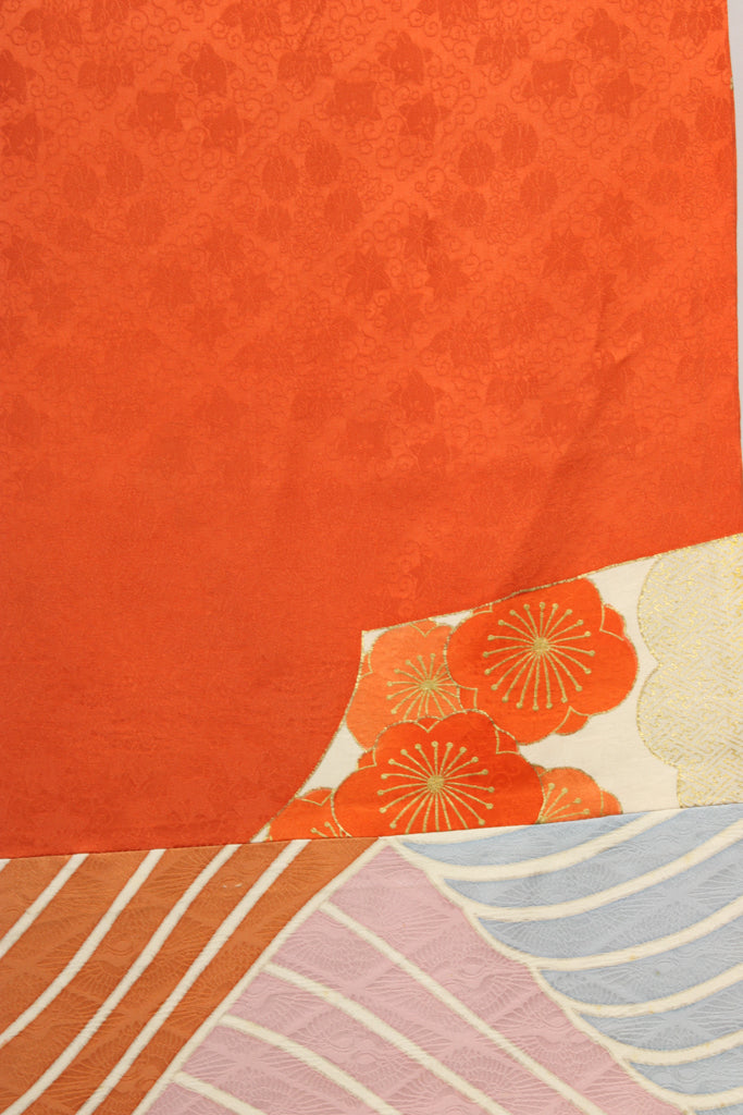 detail of orange vintage kimono silk